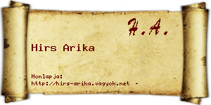 Hirs Arika névjegykártya
